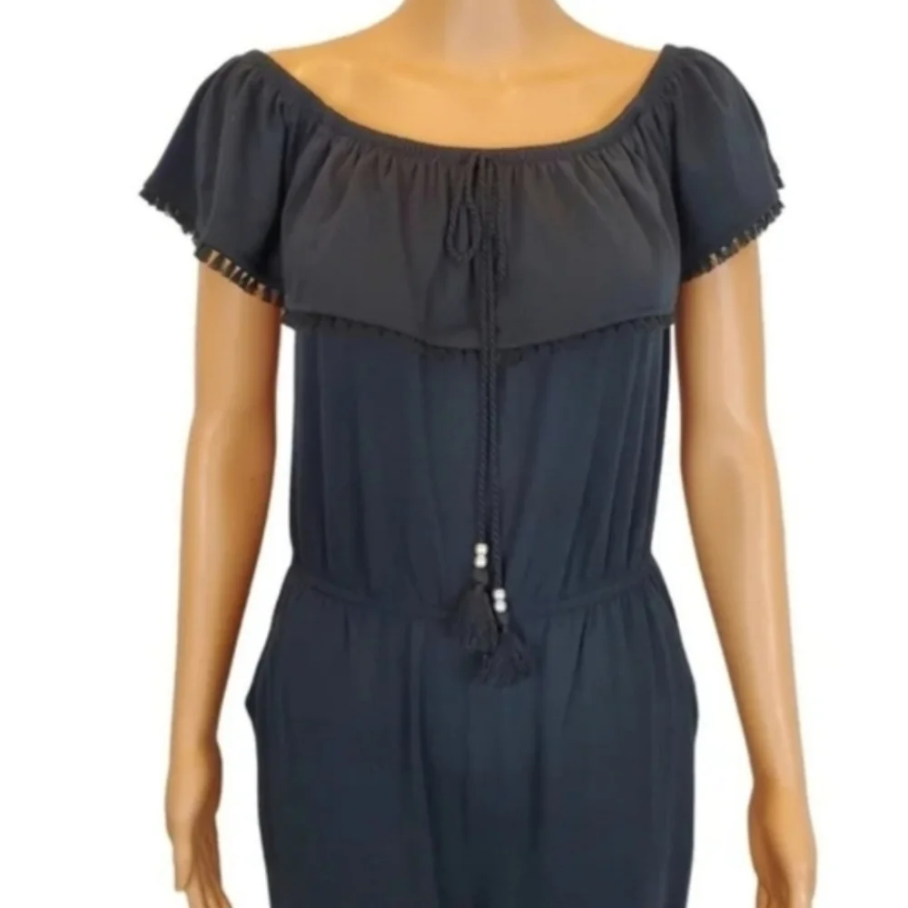 Planet Gold Black Off-Shoulder Jumpsuit